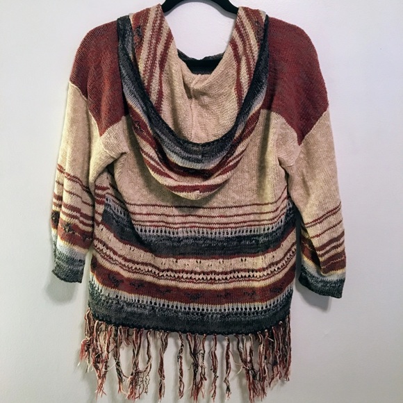 Free People Fringe Tunic Sweatshirt XS Boho Oversized Pullover Multicolor Cozy - Picture 3 of 5